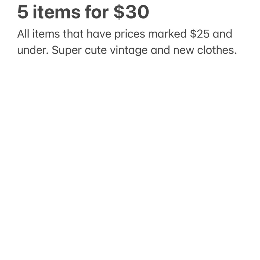 CLOSET SALE 5 for $30